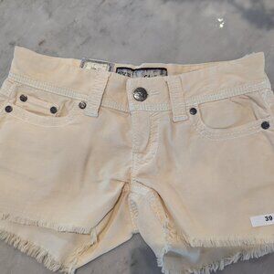 BKE Cream Jean Shorts with Frayed Hem